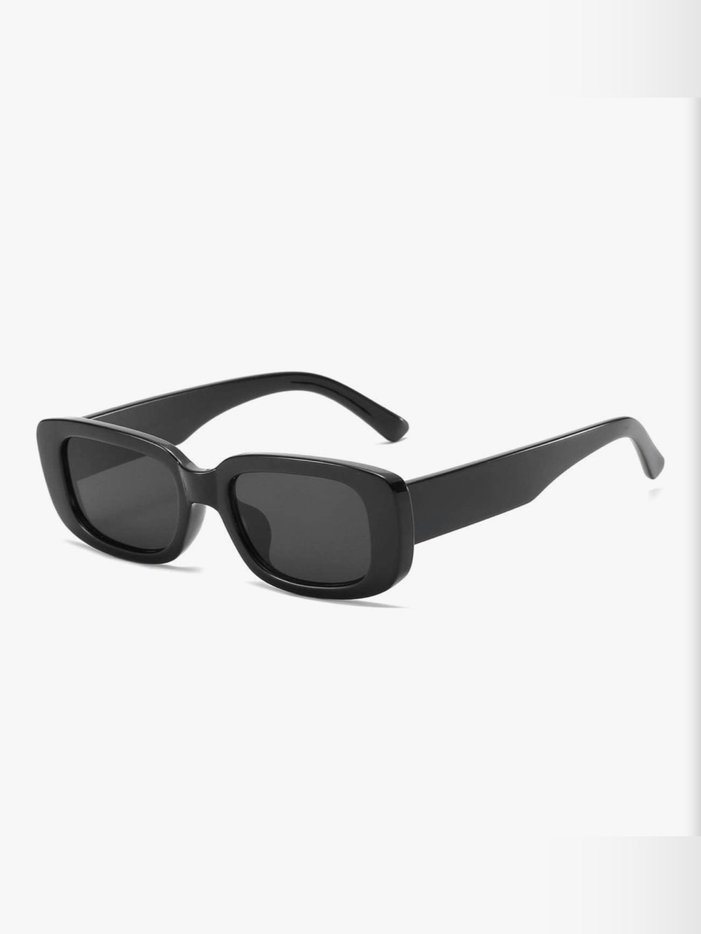 Classic Black Rectangular Women's Sunglasses with Red Felt Case